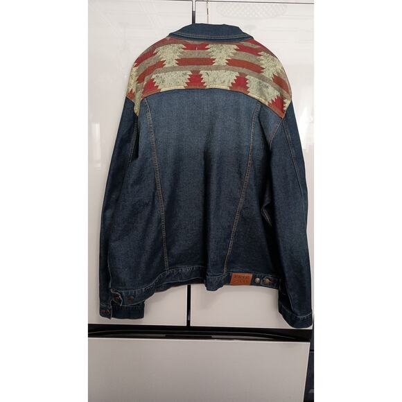 NWT Frye & Company denim jean jacket Aztec Western geo print button up  size 4XL - Picture 1 of 12